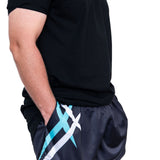 Black & Teal Point | Footy Style Shorts