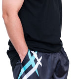 Black & Teal Point | Footy Style Shorts