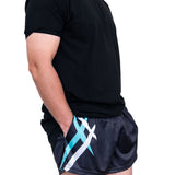 Black & Teal Point | Footy Style Shorts