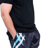 Black & Teal Point | Footy Style Shorts