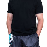 Black & Teal Point | Footy Style Shorts