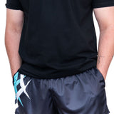 Black & Teal Point | Footy Style Shorts