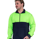 Flouro Lime & Navy | Half Zip Long Tail Collared Jumper