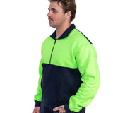 Flouro Lime & Navy | Half Zip Long Tail Collared Jumper