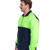 Flouro Lime & Navy | Half Zip Long Tail Collared Jumper