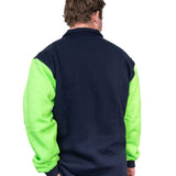 Flouro Lime & Navy | Half Zip Long Tail Collared Jumper