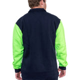 Flouro Lime & Navy | Half Zip Long Tail Collared Jumper