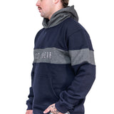 JS | Crookwell Navy & Grey - Embroidered Logo | No Zip Long Tail Hoody