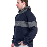 JS | Crookwell Navy & Grey - Embroidered Logo | No Zip Long Tail Hoody