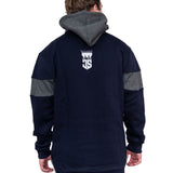 JS | Crookwell Navy & Grey - Embroidered Logo | No Zip Long Tail Hoody