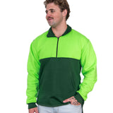 Flouro Lime & Bottle Green | Half Zip Long Tail Collared Jumper