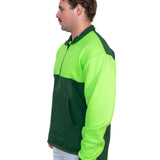 Flouro Lime & Bottle Green | Half Zip Long Tail Collared Jumper