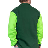 Flouro Lime & Bottle Green | Half Zip Long Tail Collared Jumper