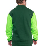 Flouro Lime & Bottle Green | Half Zip Long Tail Collared Jumper