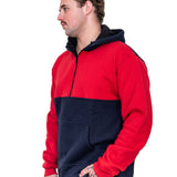 Red & Navy | Half Zip Long Tail Hoody