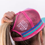 JS | Pastel Blossom High Pony Tail | Embroidered Trucker Cap