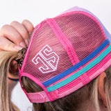 JS | Pastel Blossom High Pony Tail | Embroidered Trucker Cap