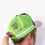 JS | Neon Green Stencil | Embroidered Trucker Cap