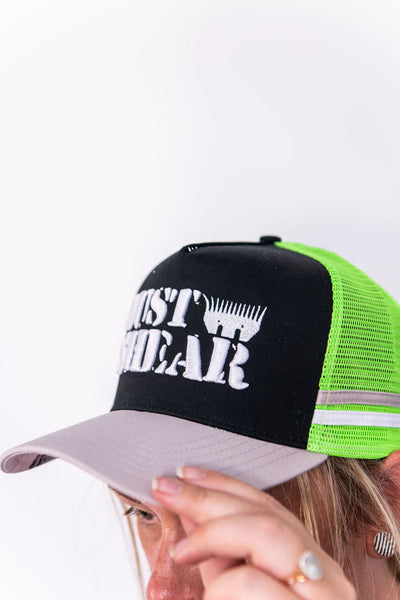 JS | Neon Green Stencil | Embroidered Trucker Cap – Just Shear