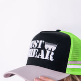 JS | Neon Green Stencil | Embroidered Trucker Cap