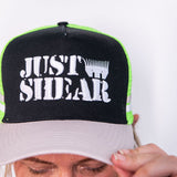 JS | Neon Green Stencil | Embroidered Trucker Cap