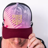 JS | Maroon & Grey | Embroidered Trucker Cap