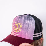 JS | Maroon & Grey | Embroidered Trucker Cap