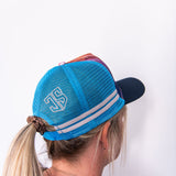 JS | Navy & Rust | Embroidered Trucker Cap