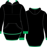Black - Green Trim | Half Zip Long Tail Hoody