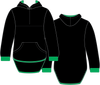Black - Green Trim | Half Zip Long Tail Hoody