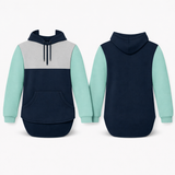 Grey Mint Navy | Half Zip Long Tail Hoody