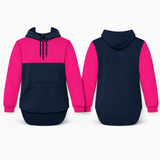 Hot Pink & Navy Blue | Half Zip Long Tail Hoody