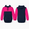 Hot Pink & Navy Blue | Half Zip Long Tail Hoody