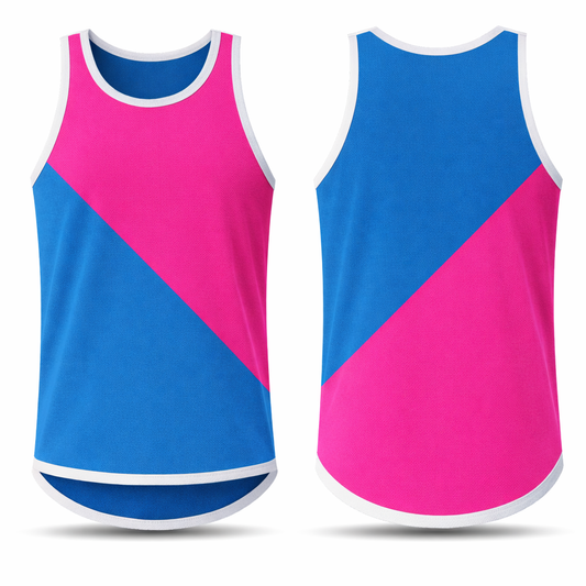 Hot Pink & Royal Blue Diagonal Shearing Singlet