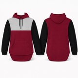 Maroon, Black & Grey | Half Zip Long Tail Hoody
