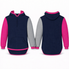 Hot Pink, Navy & Light Grey | Half Zip Long Tail Hoody