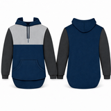 Navy, Charcoal & Light Grey | Half Zip Long Tail Hoody
