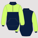 Flouro Lime & Navy | Half Zip Long Tail Collared Jumper