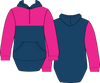 Hot Pink & Navy Blue | Half Zip Long Tail Hoody