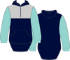 Grey Mint Navy | Half Zip Long Tail Hoody