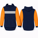 Navy, Orange & Light Grey | Half Zip Long Tail Hoody