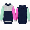 Navy, Pink & Mint | Half Zip Long Tail Hoody