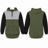 Olive Green, Light Grey & Black | Half Zip Long Tail Hoody