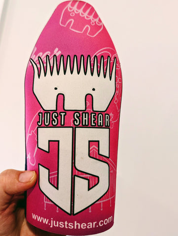 Pink JS Logo - Just Shear Longneck Holder