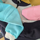 Navy, Light Pink & Teal | Half Zip Long Tail Hoody