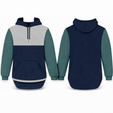 Petrol, Light Grey & Navy | Half Zip Long Tail Hoody