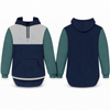 Petrol, Light Grey & Navy | Half Zip Long Tail Hoody