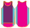 Purple, Hot Pink & Teal - Orange Trim | Shearing Singlet