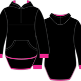 Black - Hot Pink Trim | Half Zip Long Tail Hoody