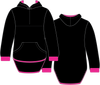 Black - Hot Pink Trim | Half Zip Long Tail Hoody